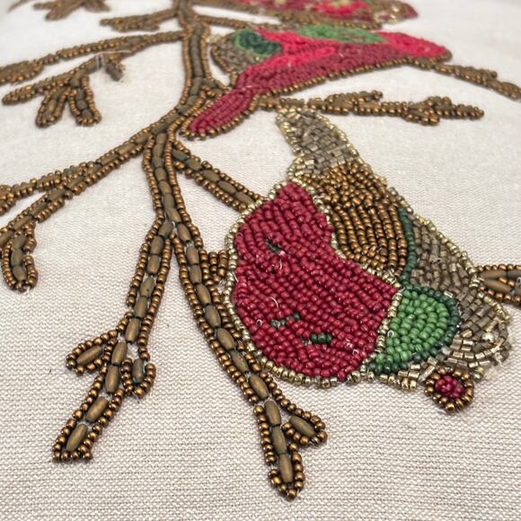 Pier 1 Imports Beaded‎ Birds on a Branch Rectangular Pillow Christmas Holiday - Picture 4 of 11